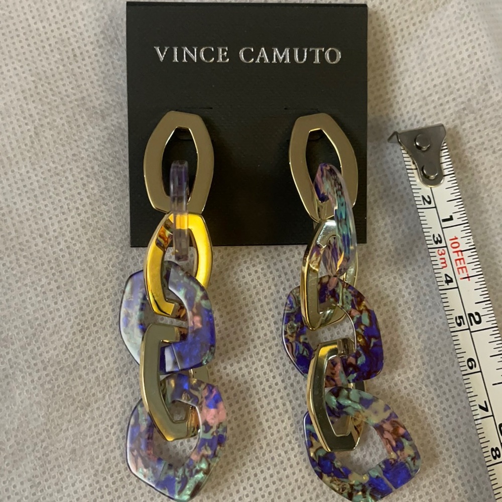 VINCE CAMUTO MULTI LINK Drop Earrings 3.5” Long